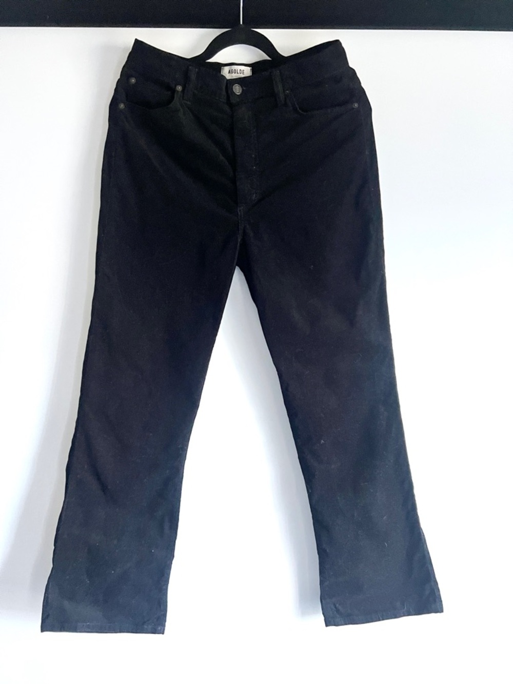 AGOLDE Pinch-Waist Black Corduroy Straight-Leg Jeans Size 29